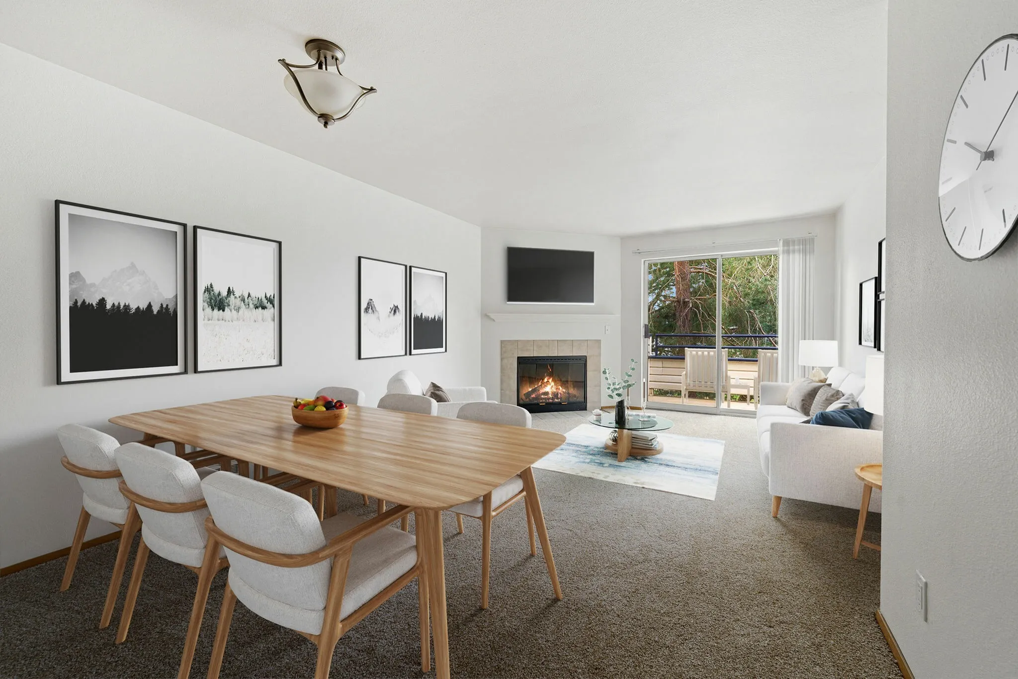 Dining area and living room