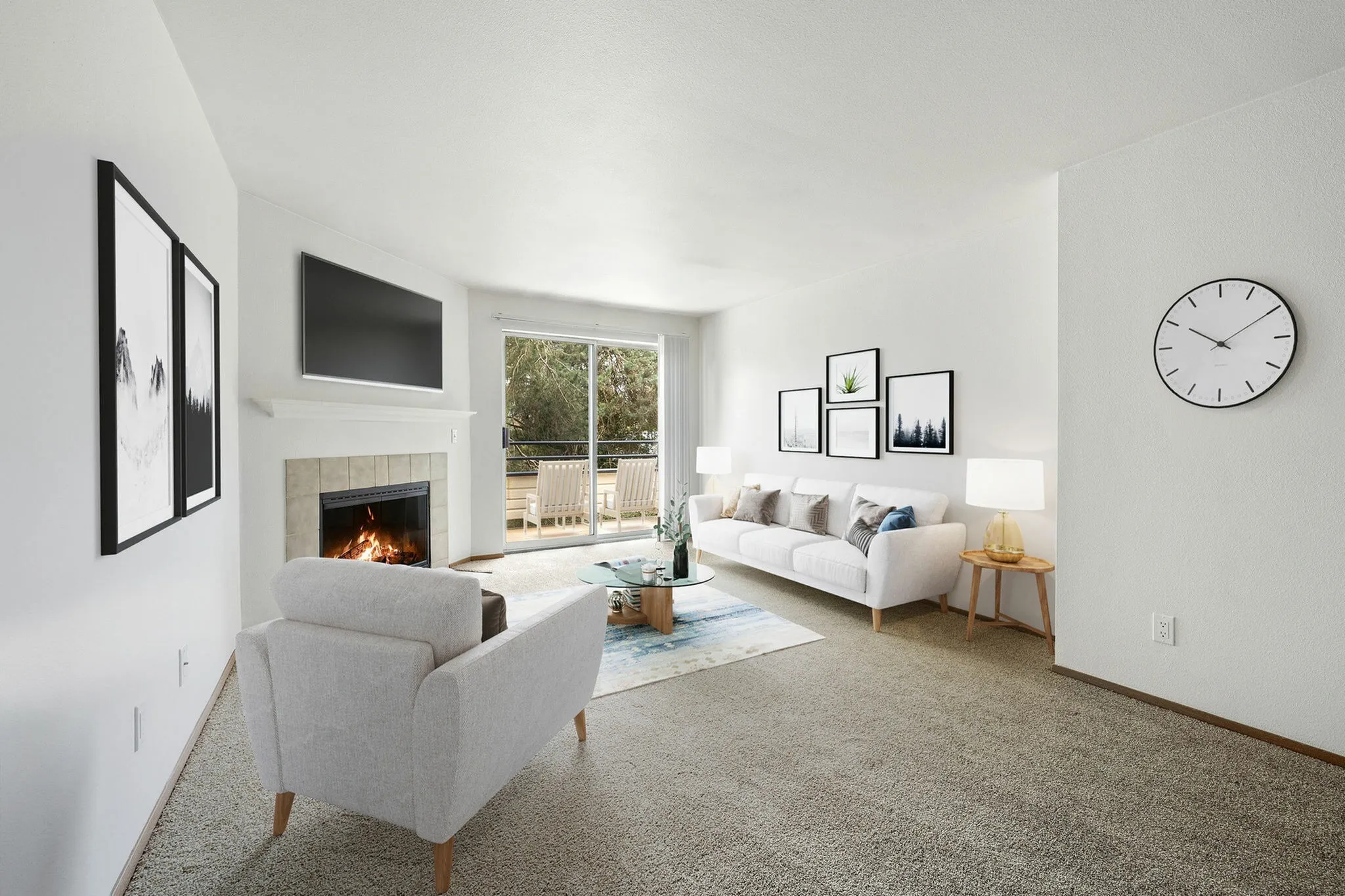 Living room with fireplace