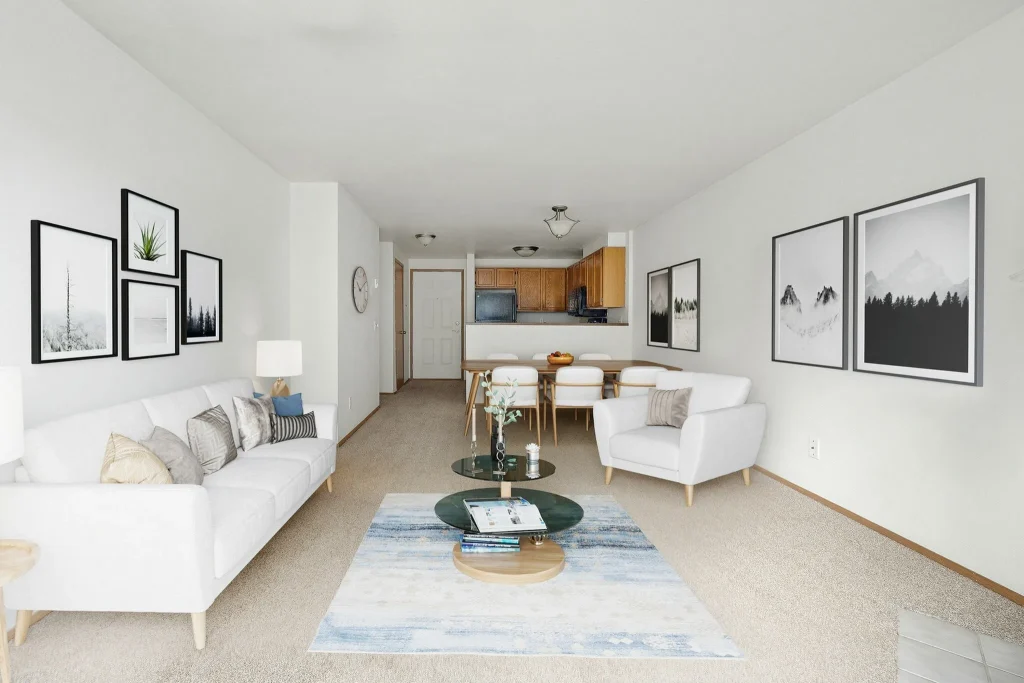 Open living and dining space