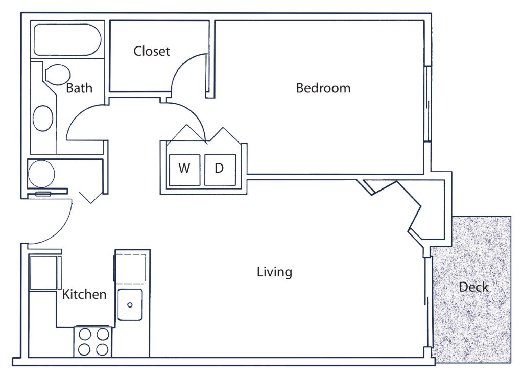 One Bedroom floor plan drawing